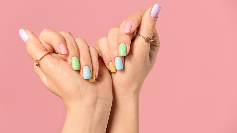 Pastel multicolored nails