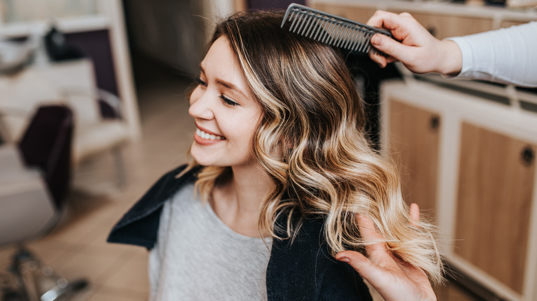 girl getting her hair done