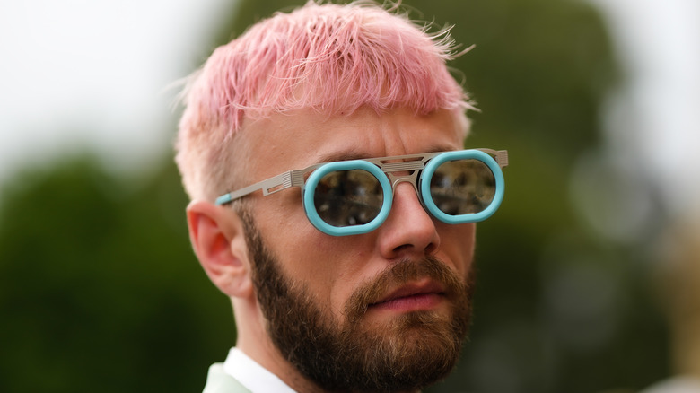 man with pink hair 