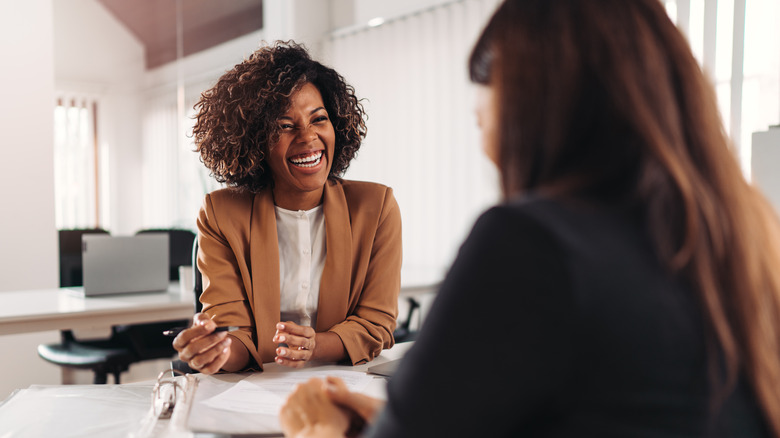 woman smiling in job interview