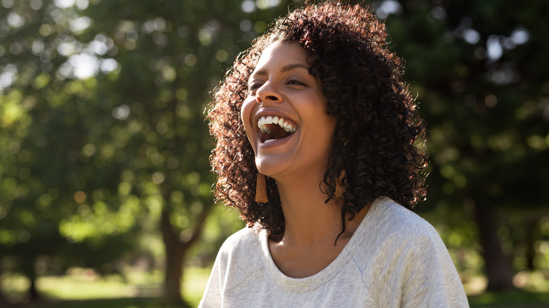 happy woman in sun