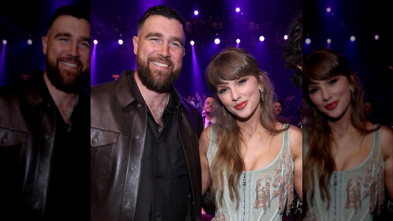Travis Kelce and Taylor Swift smile together