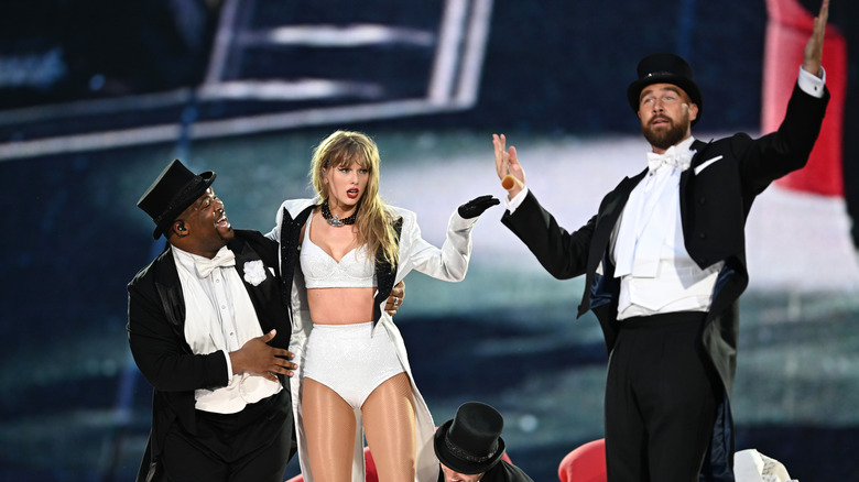 Taylor Swift and Travis Kelce on stage together at "The Eras Tour."
