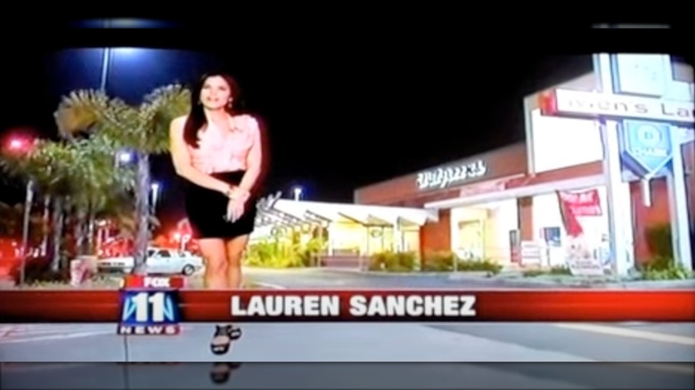 Lauren Sánchez Bezos reporting the weather