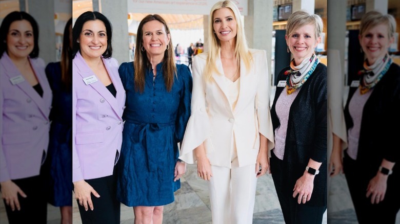Sarah Huckabee Sanders poses alongside Ivanka Trump during a tour of Arkansas (2025)