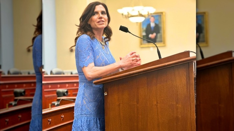Nancy Mace speaks at a podium in Washington, DC (2024)