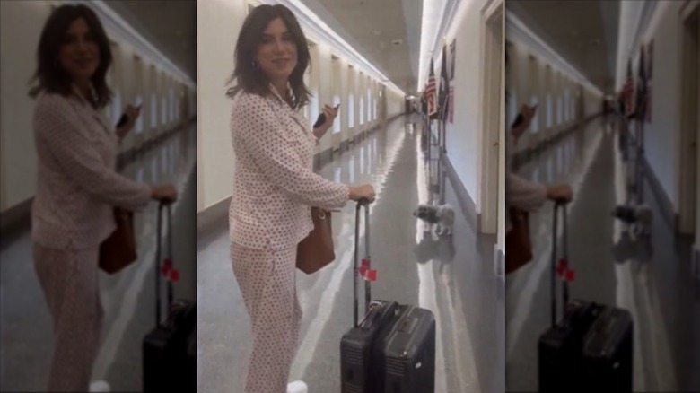 Nancy Mace wears polka dot pajamas inside the Capitol in Washington, DC (2025)