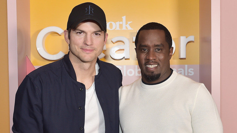 Ashton Kutcher and Sean "Diddy" Combs posing together