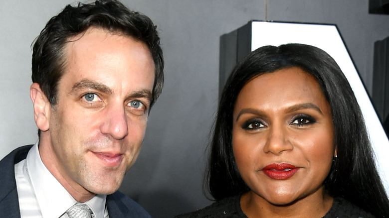 B.J. Novak and Mindy Kaling pose together at an event