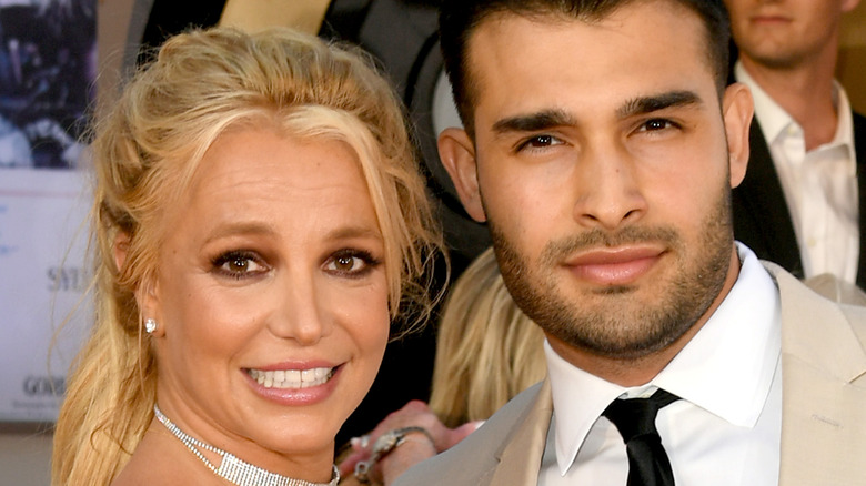 Britney Spears and Sam Asghari, posed