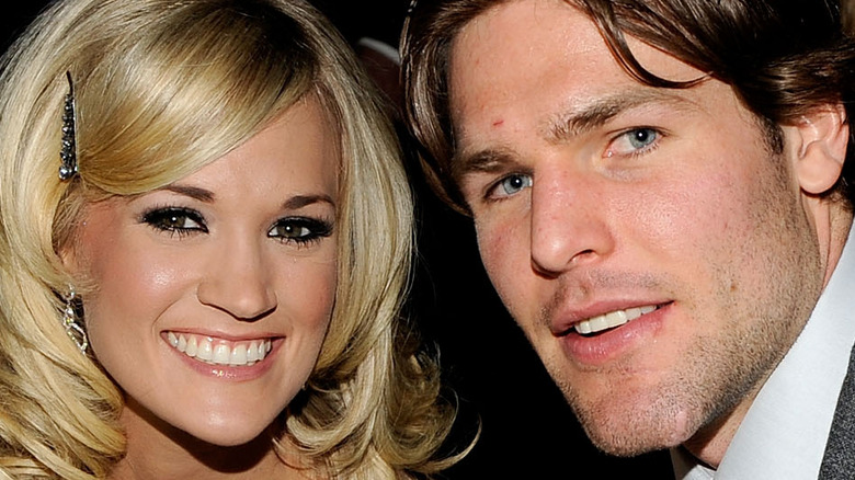 Carrie Underwood, Mike Fisher smiling