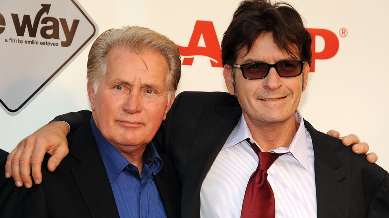 Martin and Charlie Sheen arms around each other