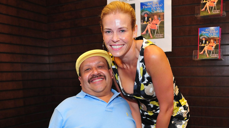 Chuy Bravo and Chelsea Handler posing