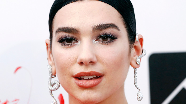 Dua Lipa poses on the red carpet