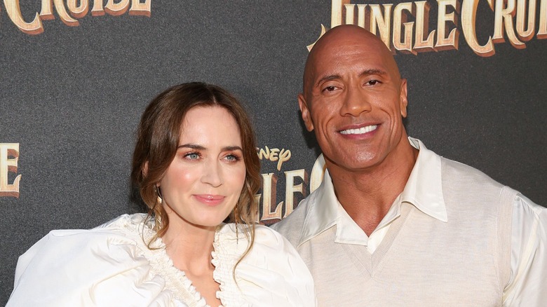 Emily Blunt & Dwayne Johnson on red carpet