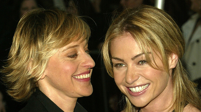Ellen DeGeneres looking at Portia de Rossi