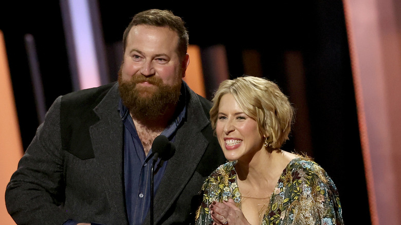 Ben and Erin Napier speak onstage 