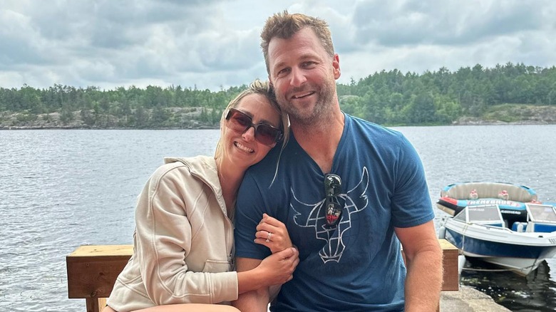 Debra Salmoni posing with her husband Dave in nature