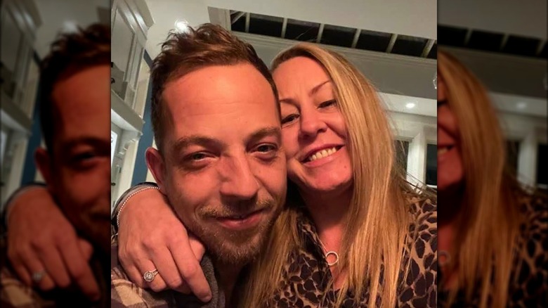 Gill Catchpole and James Morrison hugging 