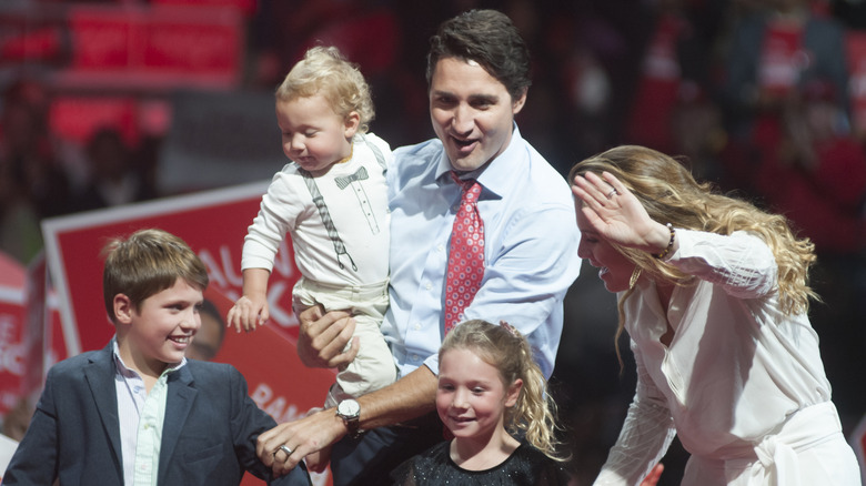 Justin Trudeau with his family