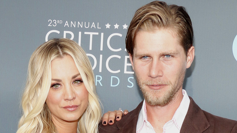 Kaley Cuoco and Karl Cook pose on the red carpet together