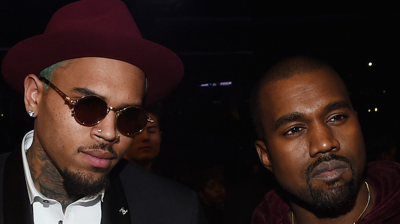 Chris Brown and Kanye West pose together