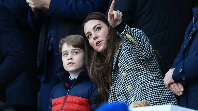 Kate Middleton and Prince George talking