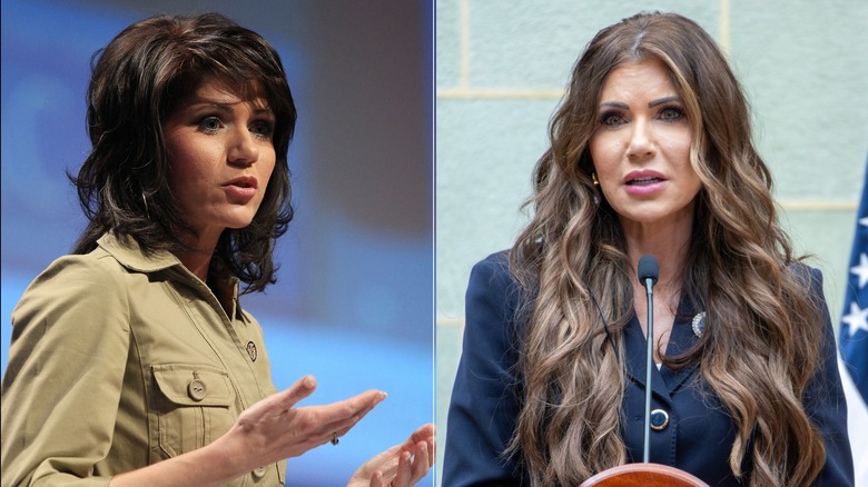 Split image of Kristi Noem