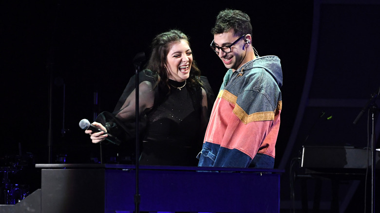 Lorde and Jack Antonoff on stage