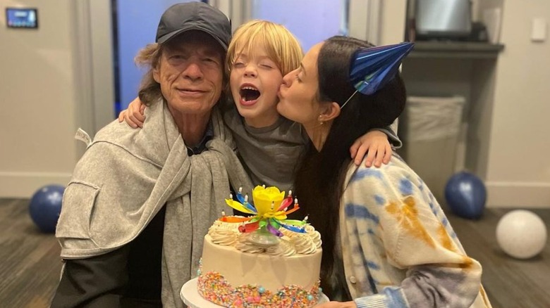 Mick Jagger, Melanie Hamrick and their son Deveraux 