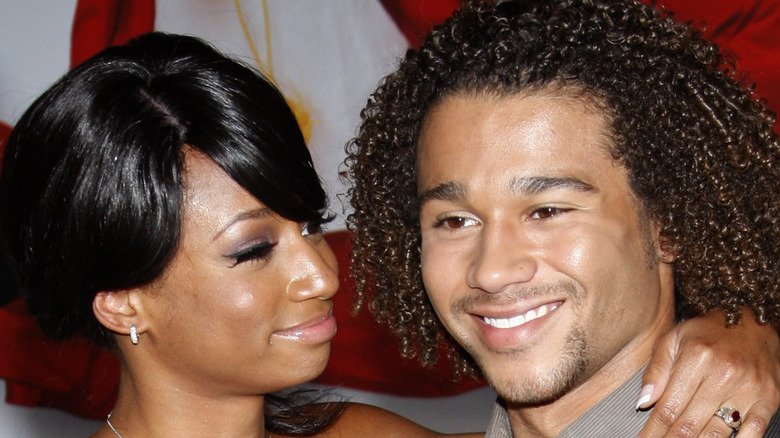 Monique Coleman grinning at Corbin Bleu