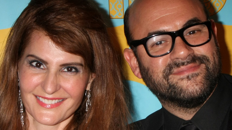 Nia Vardalos and ex Ian Gomez attending a Golden Globes party