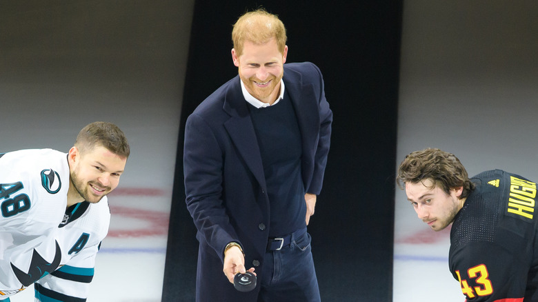 Prince Harry dropping the puck for a Canucks hockey game