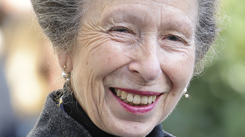 Princess Anne smiling in Edinburgh, Scotland