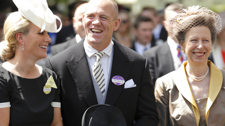 Mike, Zara, and Princess Anne laughing