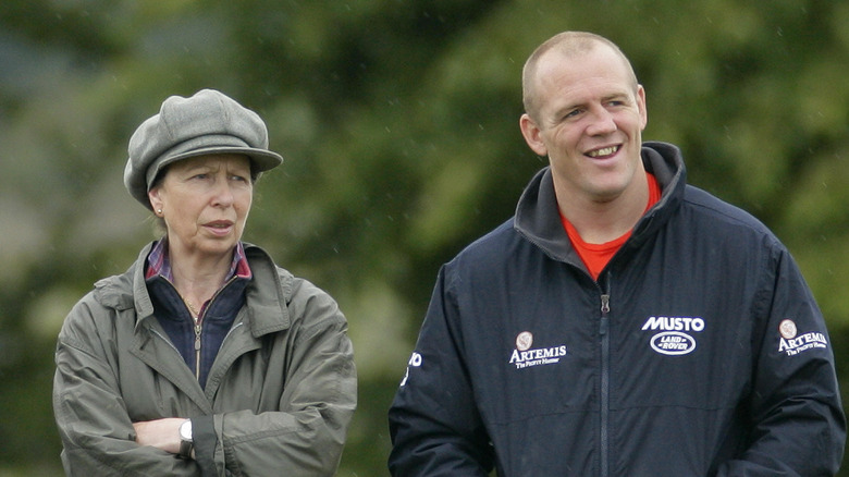 Princess Anne and Mike Tindall talking