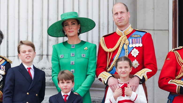 Princess Catherine and Prince William with their children on the Buckingham Palace balcony for Trooping the Colour