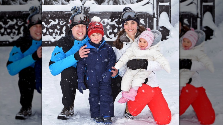 Princess Catherine and Prince William with their children Princess Charlotte and Prince George in France (2016)