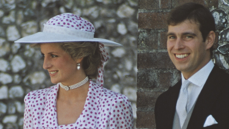 Princess Diana and Prince Andrew smiling