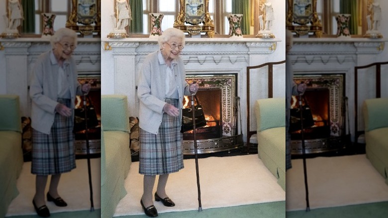 Queen Elizabeth II with walking stick