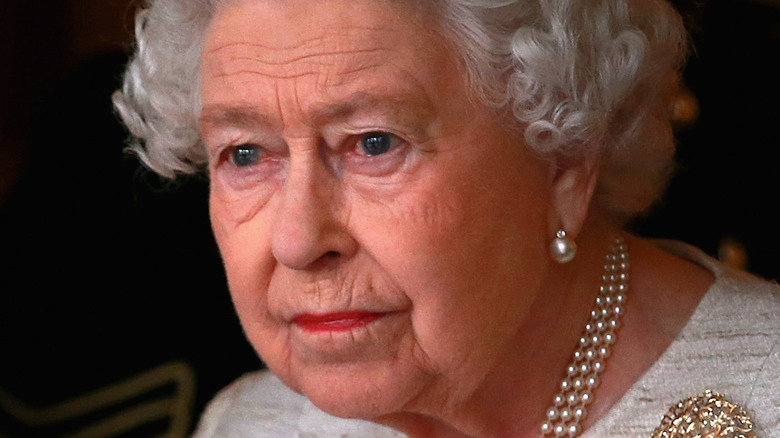 Queen Elizabeth looking serious