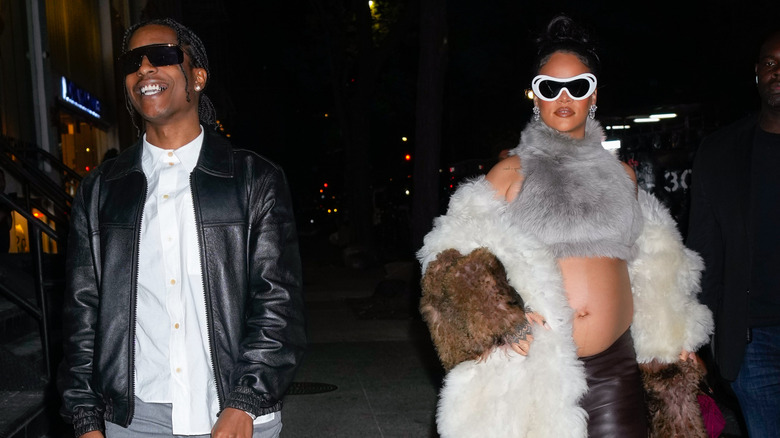 Rihanna and A$AP Rocky walking