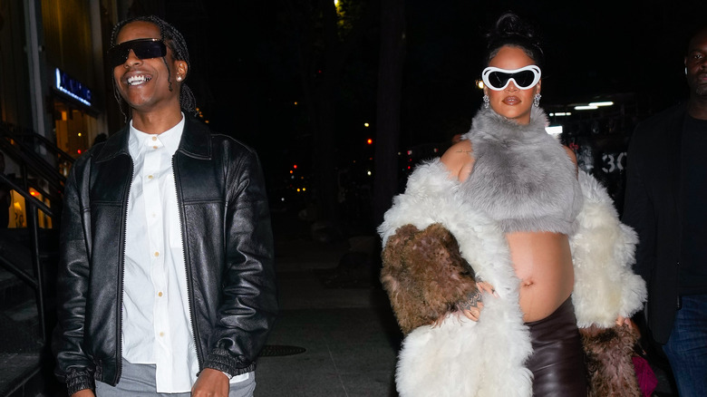 Rihanna and A$AP Rocky walking