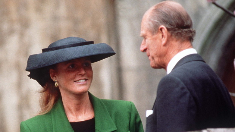 Sarah Ferguson smiling at Prince Philip