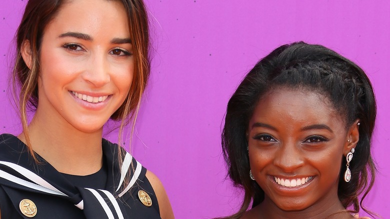 Simone Biles and Aly Raisman on the red carpet.