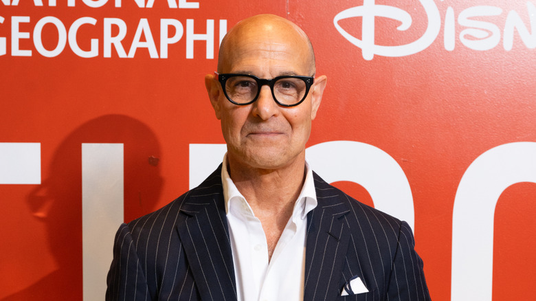 Stanley Tucci posing at the "Tucci in Italy" season 2 special screening in London