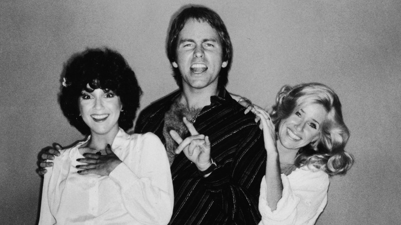 Joyce Dewitt, John Ritter, and Suzanne Somers posing