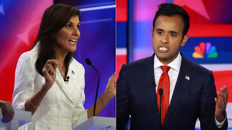 Split image of Nikki Haley and Vivek Ramaswamy