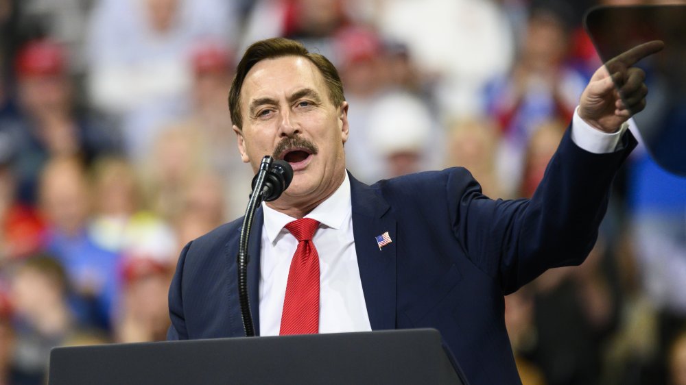 Mike Lindell, the MyPillow guy speaking at podium