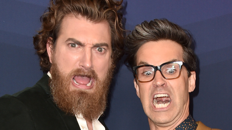 Rhett McLaughlin and Link Neal making silly faces